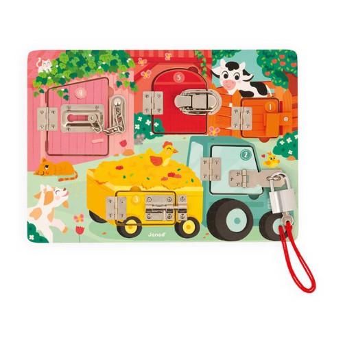 Janod Drewniana tablica manipulacyjna Farma 9396