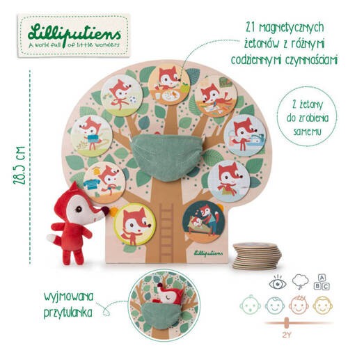 Drewniana tablica magnetyczna Lilliputiens Mój dzień Lisiczka Alice 2 lata +