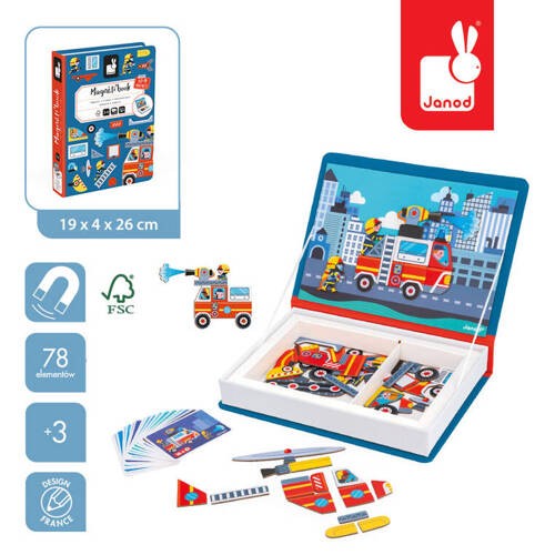 Magnetyczna Układanka Janod Magnetibook Straż pożarna