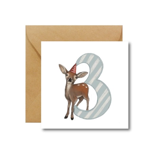 Hi Little kartka okolicznościowa na trzecie urodziny z Jelonkiem