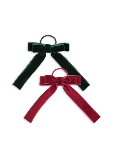 Konges Slojd 2pack gumek do włosów Velvet double bow green/sangria KS101863 S20044