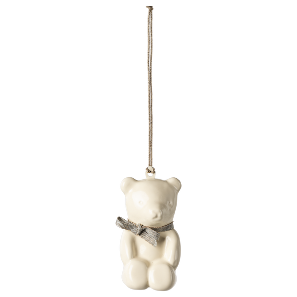 Maileg Dekoracja Bożonarodzeniowa Zawieszka Teddy bear Metal off white blue