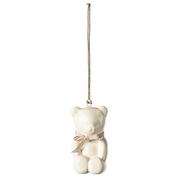 Maileg Dekoracja Bożonarodzeniowa Zawieszka Teddy bear Metal off white rose