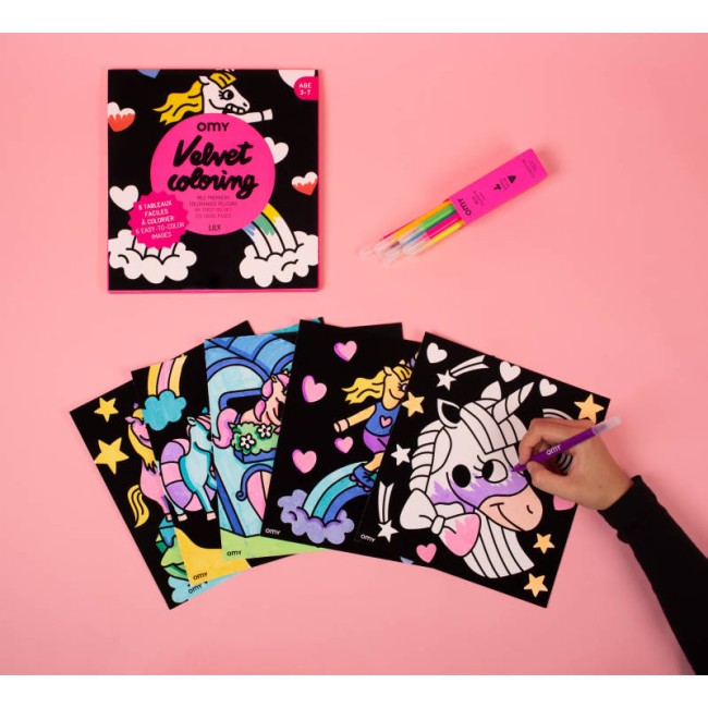 Omy Jednorożce zestaw 6 welwetowych kolorowanek