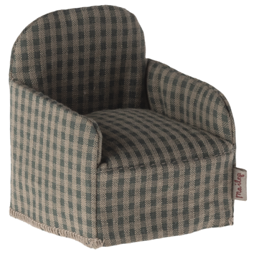 Fotel Maileg chair mouse green checker
