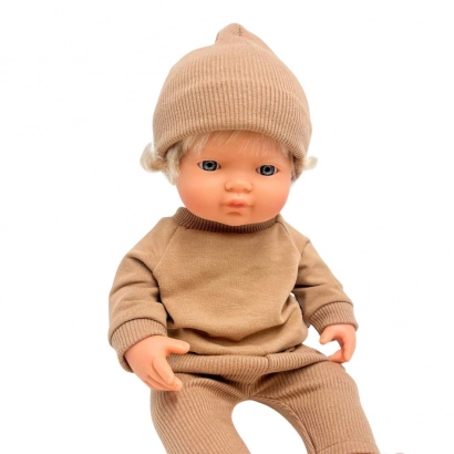 Przytullale czapka dresowa dla lalki Miniland 32 cynamonowa