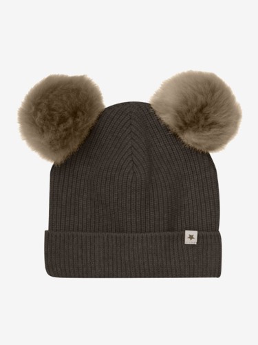 Huttelihut czapka z pomponami dark brown melange 460217 2503