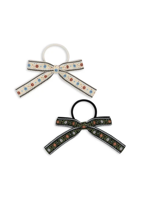 Gumki Konges Slojd z kokardą beige black 2pack KS101350 S25012