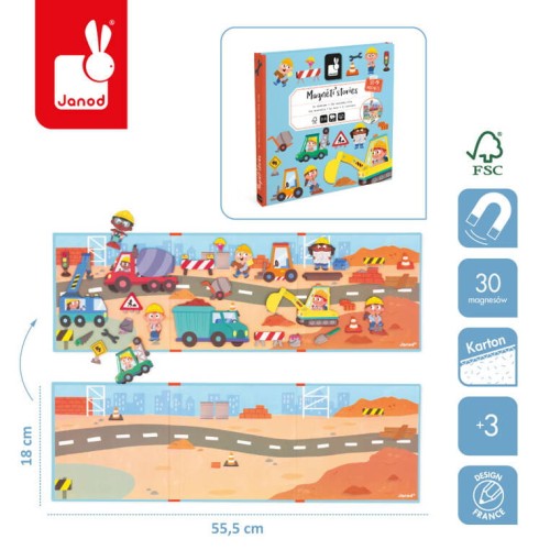 Magnetyczna układanka Janod Plac budowy Magneti stories 3+ 11558