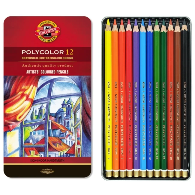 Koh-I-Noor Kredki ołówkowe Polycolor Metalowe pudełko 12 szt.