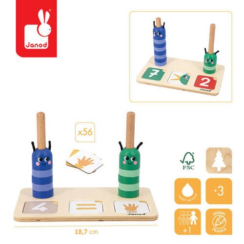 Janod Drewniana układanka matematyczna Komponowanie i porównywanie liczb 3+ 9432