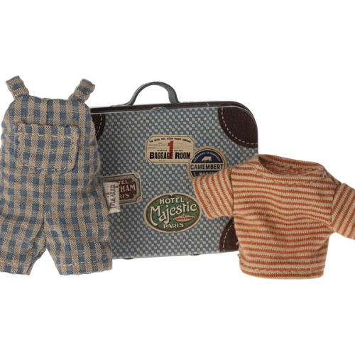 Maileg Ubranko myszki Overalls and shirt in suitcase Big brother