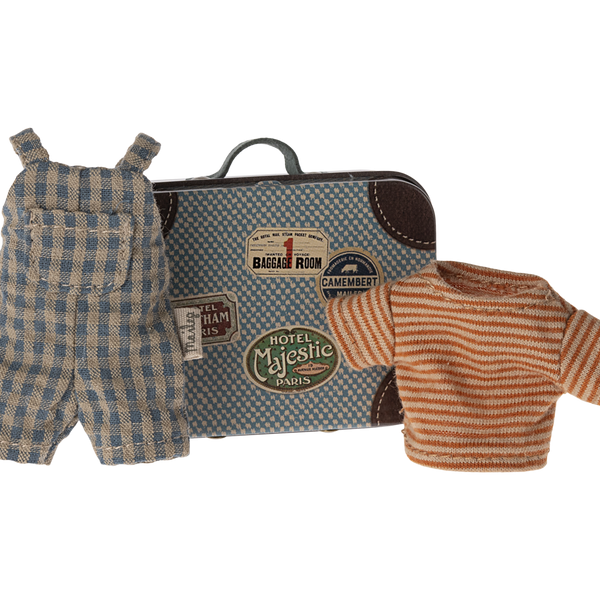 Maileg Ubranko myszki Overalls and shirt in suitcase Big brother