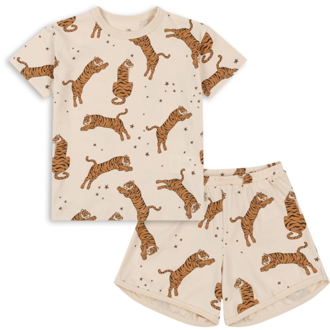 Konges Slojd zestaw koszulka szorty basic Tiger Sand