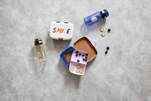 Zestaw Lassig Lunchbox + Tritanowa butelka bidon 460 ml Little Gang Smile milky/ocean green