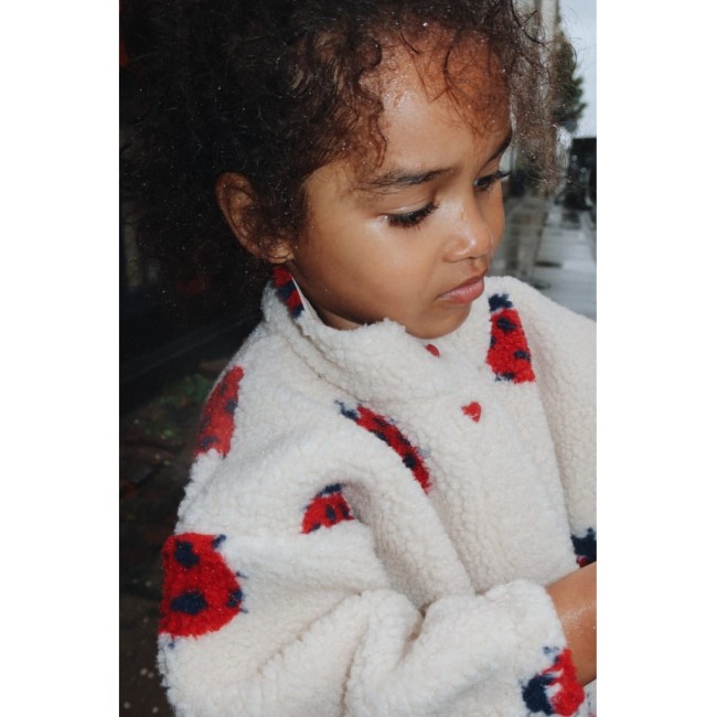 Kurtka pluszowa Konges Slojd Jody teddy jacket ladybug sand