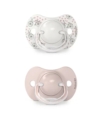 Suavinex Smoczek fizjologiczny SX Pro silikonowy 2szt. 0-6 mcy walk in the park różowy