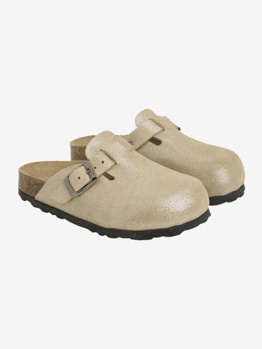 En Fant klapki skórzane Clogs nubuck leather champane beige