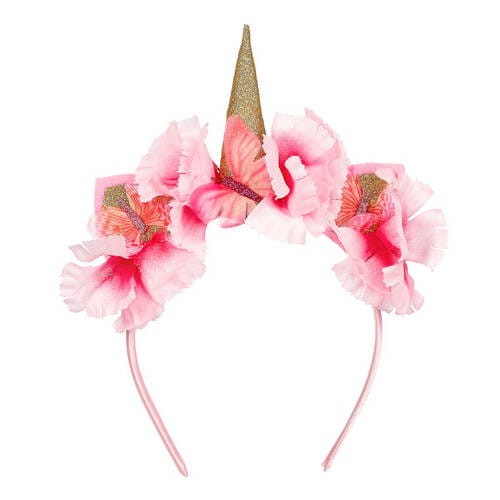 Souza Opaska z kwiatami, motylami i złotym rogiem jednorożca Lilyanne