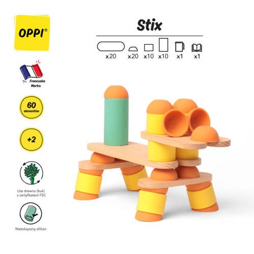 Zestaw konstrukcyjny OPPI kreatywny Stix 60 elementów 2+