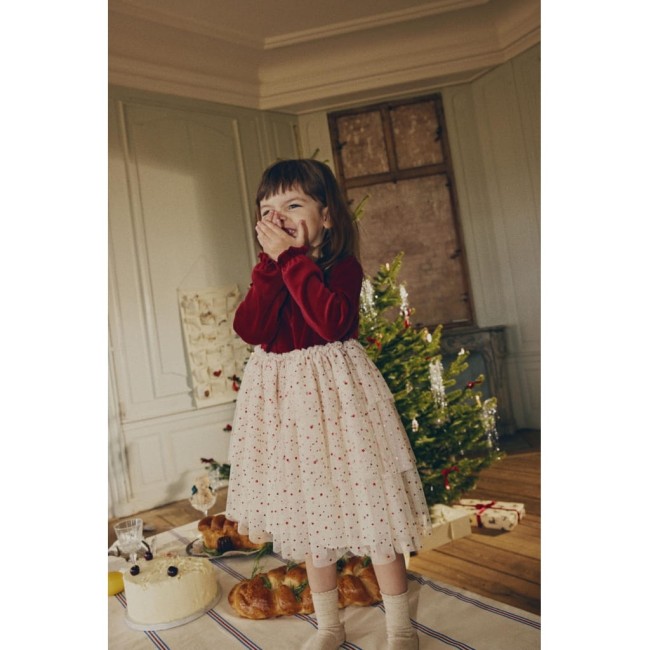 Sukienka dziewczęca Konges Slojd Belis velvet Red Dahlia