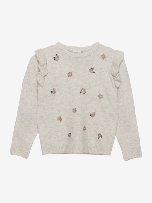Minymo bluzka dzianinowa z falbankami beige melange
