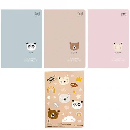 Zeszyty Bebe Friends A5 w kratkę - Inter Druk, zestaw