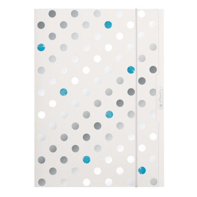 Herlitz Teczka z gumką A4 srebrne kropki