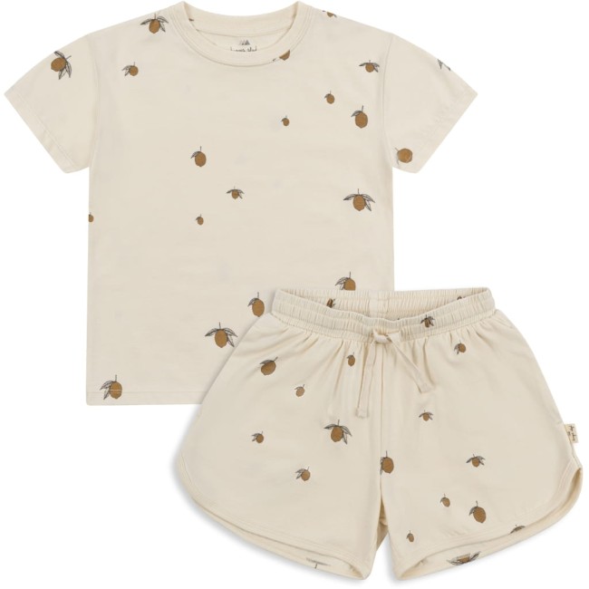 Konges slojd zestaw koszulka szorty basic Lemon