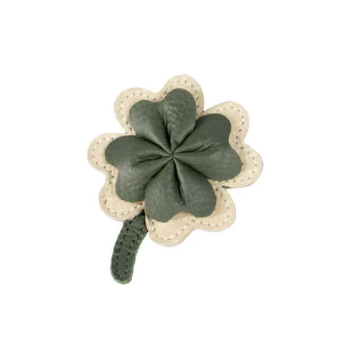 Donsje Skórzana spinka do włosów Sina Hairclip Four-Leaf Clover