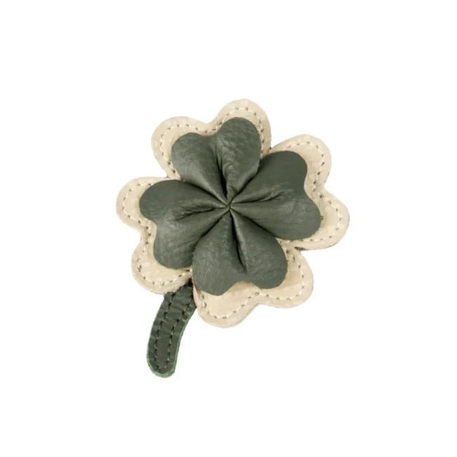 Donsje Skórzana spinka do włosów Sina Hairclip Four-Leaf Clover