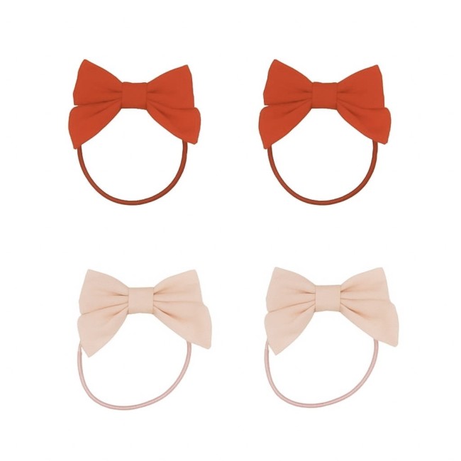 Grech&CO gumki do włosów Fable bow set of 4 - Blush Bloom, Cajun Blossom