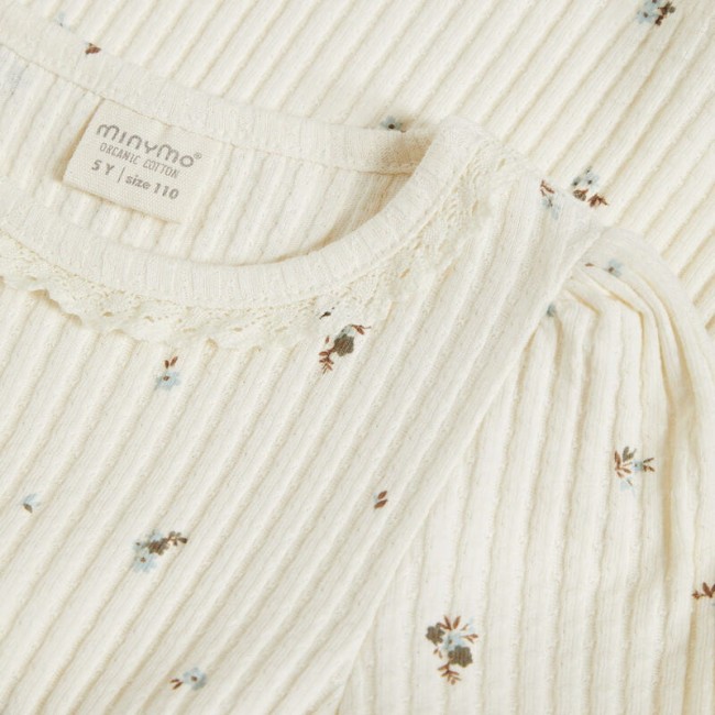 T-shirt Minymo Rib Seedpearl 122076 1026
