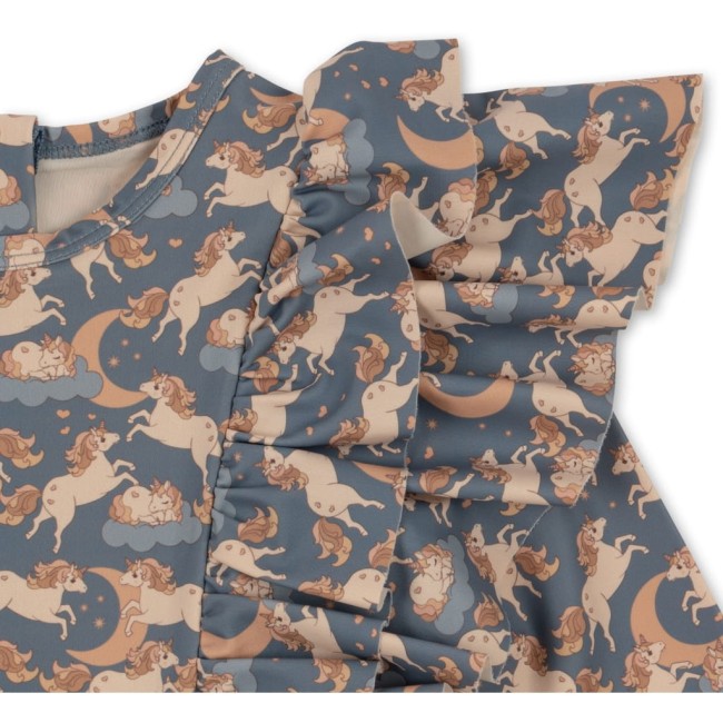 Kombinezon kąpielowy Konges Slojd Manuca frill unicorn blue Spring Summer 2023