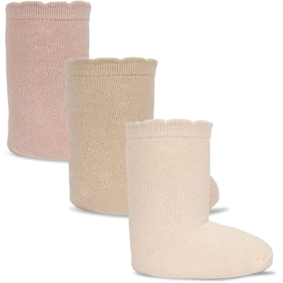 Konges Slojd skarpetki Pointelle 3 pack Rose off white toasted almond