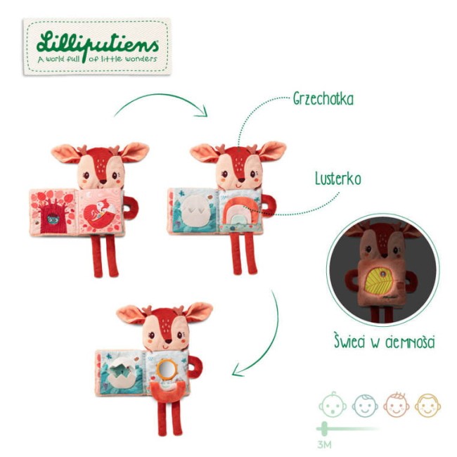 Przytulanka Lilliputiens Sarenka Stella - z książeczką dla dzieci 3 m+