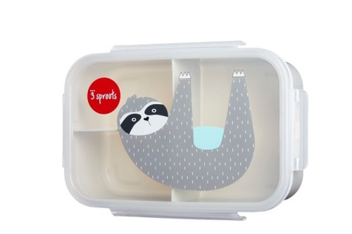 3 Sprouts Lunchbox Bento Leniwiec Grey IBBSLO Spacer/Lunchboxy i coolerbagi - Kolibelek - artykuły dla dzieci Wolsztyn