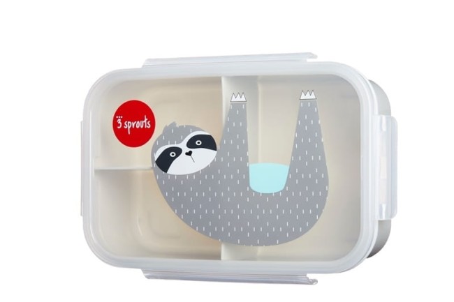 3 Sprouts Lunchbox Bento Leniwiec Grey IBBSLO Spacer/Lunchboxy i coolerbagi - Kolibelek - artykuły dla dzieci Wolsztyn