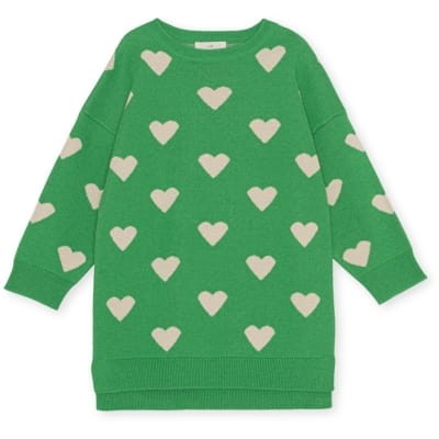 Konges Slojd sukienka dzianinowa Lapis medium green heart
