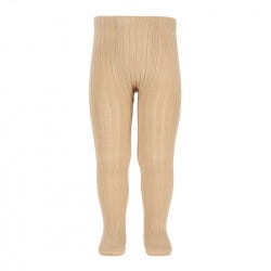 Condor wełniane rajstopy ribbed beige