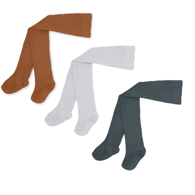 Rajstopy Konges Slojd Rib 3pack leather/pearl/magnet