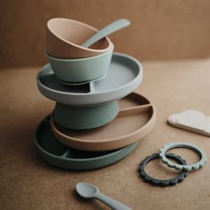 Mushie Cambridge blue talerzyk silikonowy z przyssawką