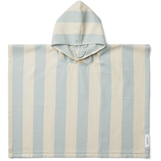 Liewood poncho Roomie - Stripe: sea blue/sandy 3-4y