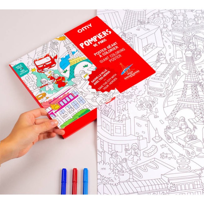 Kolorowanka dla dzieci, plakat do kolorowania OMY Paryska straż pożarna