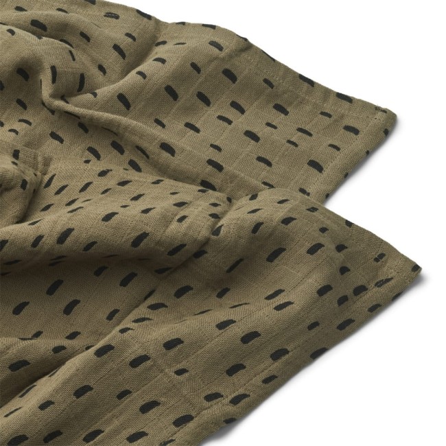 Liewood pieluszki muślinowe Lewis 2pack - graphicstroke/khaki