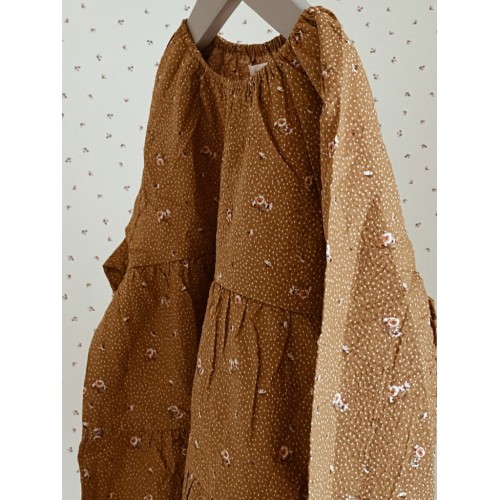 Konges Slojd sukienka Barca dress - flower bouquet mustard