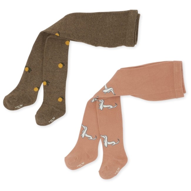 Konges Slojd 2pack rajstop Jacquard - dog/lemon