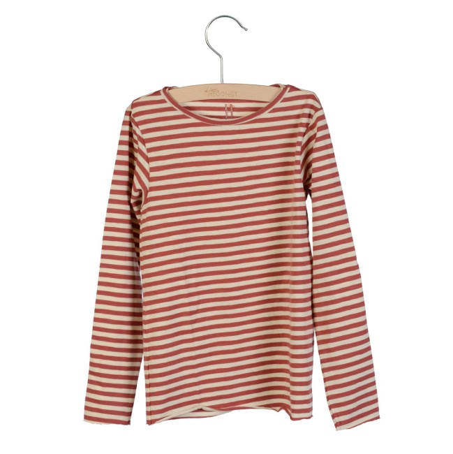 Little Hedonist bluzka w paseczki Elana Bleached Sand-Marsala striped