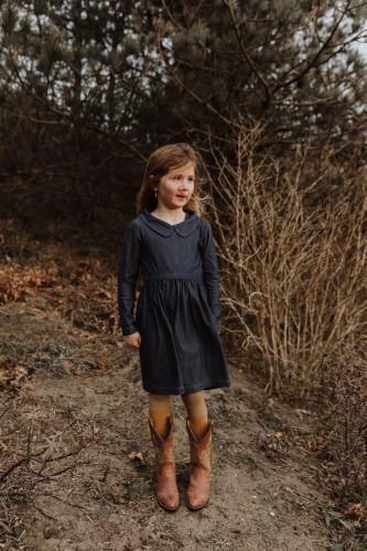 Little Hedonist sukienka Fancy Collar dress tatum dark denim