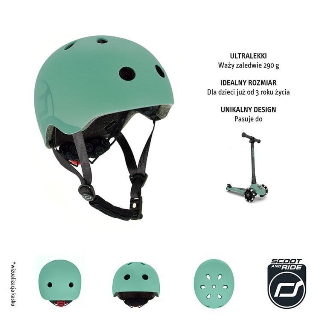 Scootandride Kask dla Dzieci 3+ S-M Forest